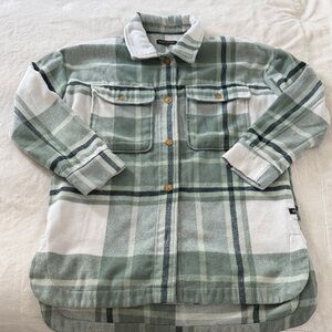 Banana Republic Green and White Plaid Shirt Jacket